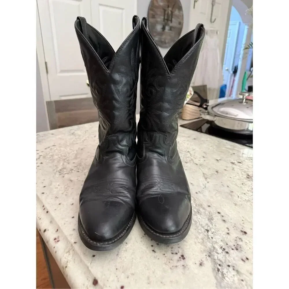 Larado Black 12” Paris Western Leather Cowboy Boots sz 11